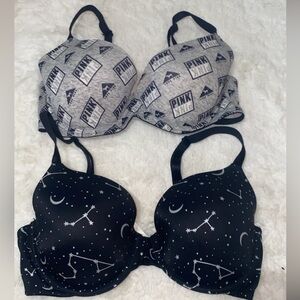PINK Victoria's Secret Black and Gray Celestial Bra Duo